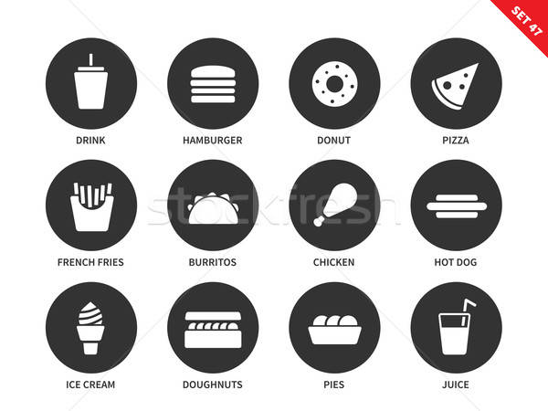 600x450 Fast Food Icons On White Background Vector Illustration Vector