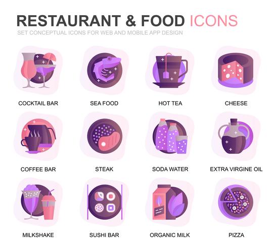 544x490 Modern Set Restaurant And Food Gradient Flat Icons For Website