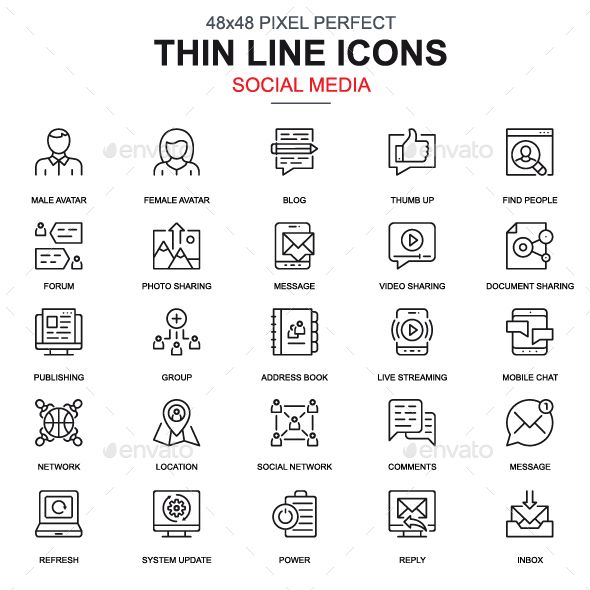 590x590 Line Social Network Icons