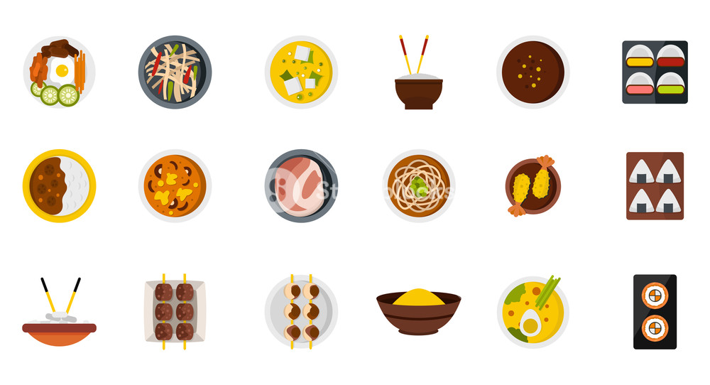 1000x542 Food On Plate Icon Set Flat Set Of Food On Plate Vector Icons