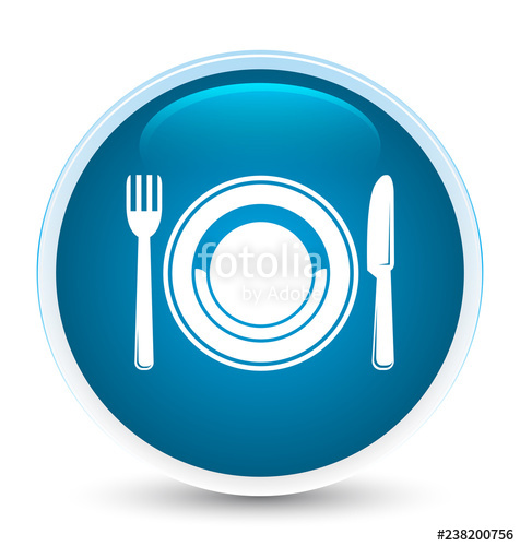 476x500 Food Plate Icon Special Prime Blue Round Button Stock Image