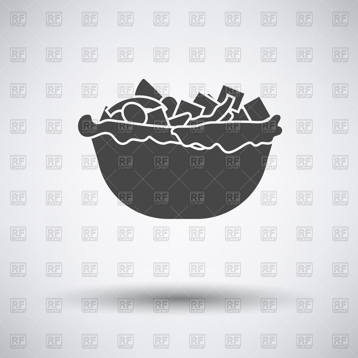 1200x1200 Salad In Plate Icon On Gray Background With Round Shadow Vector