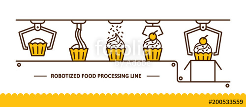500x218 Set Of Icons Of Food Processing Industry Automated Line