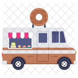 256x256 Donuts Food Truck Icon Of Flat Style