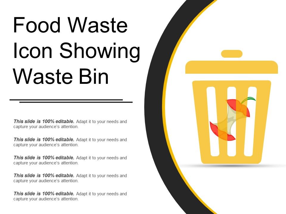 960x720 Food Waste Icon Showing Waste Bin Powerpoint Presentation Images