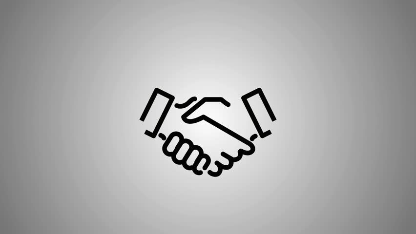 852x480 Handshake Animation Line Icon Stock Footage Video