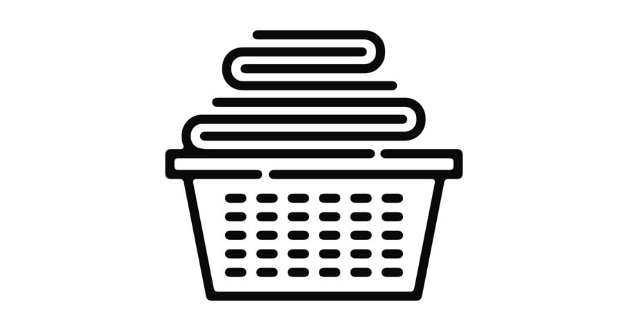 910x480 Laundry Basket Line Icon Motion Stock Footage Video