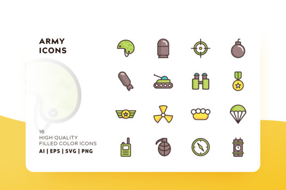 580x387 Army Flat Outline Icon Pack Graphic