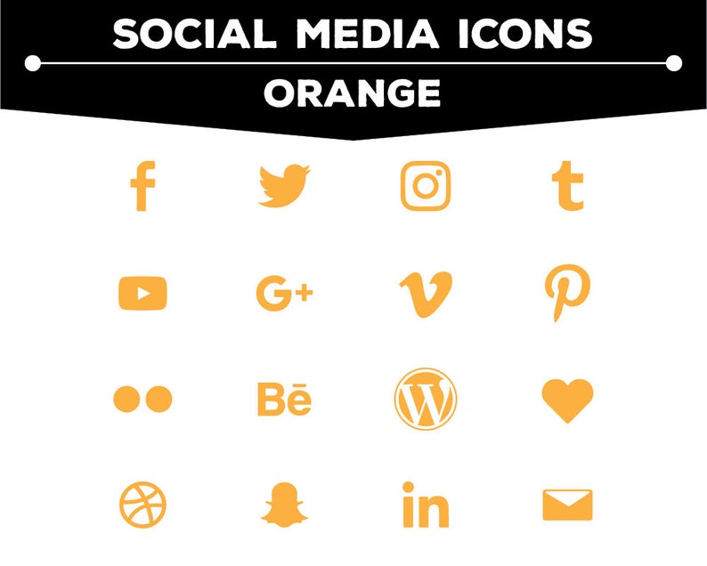 794x636 Social Media Icons Orange Icon Pack Png For Web Blog Etsy