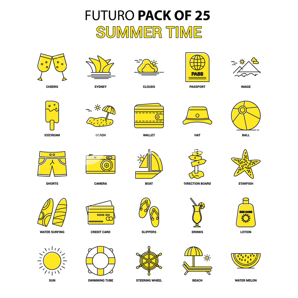 1000x1000 Summer Time Icon Set Yellow Futuro Latest Design Icon Pack