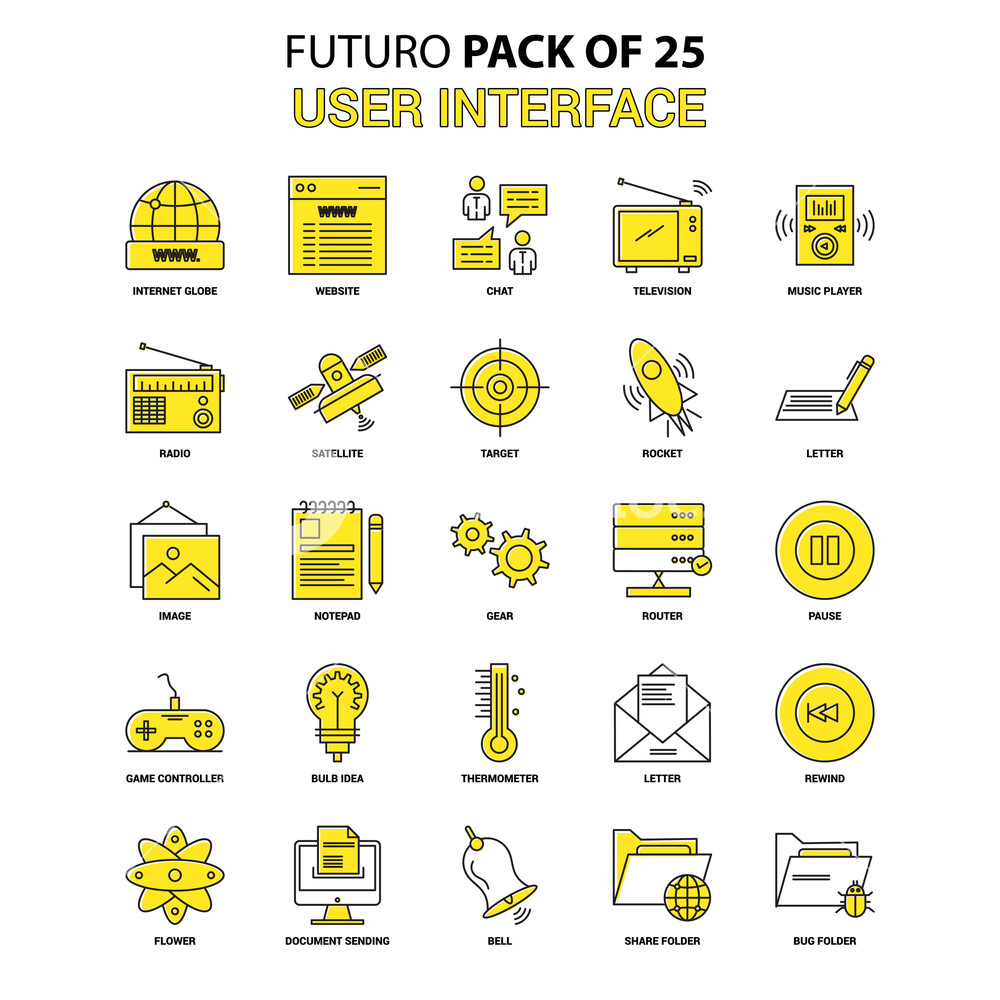 1000x1000 User Interface Icon Set Yellow Futuro Latest Design Icon Pack