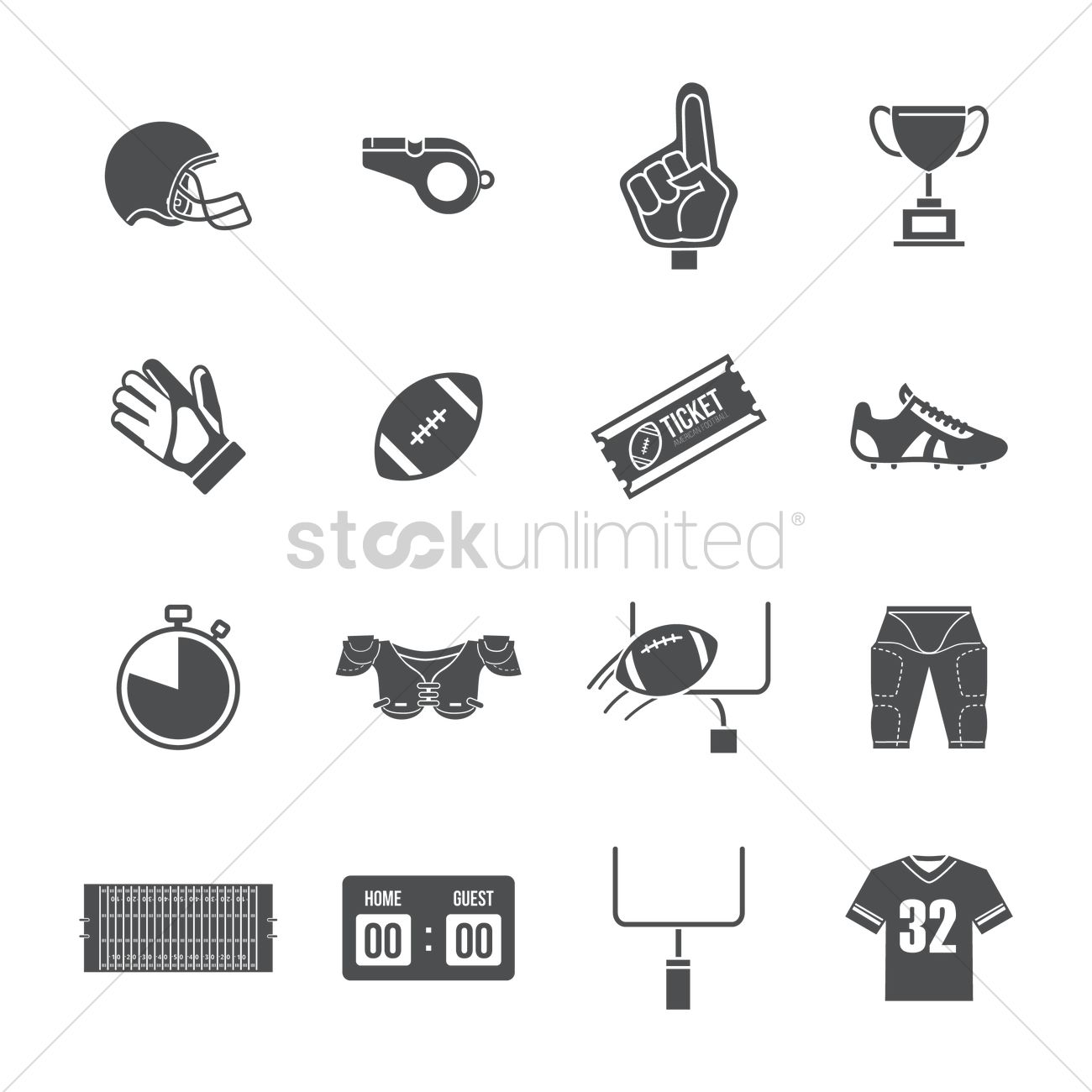 1300x1300 American Football Icon Pack Vector Image
