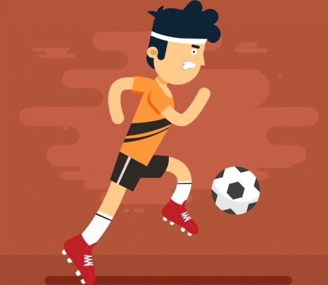 468x407 Soccer Background Male Player Icon Colored Cartoon Design Vectors