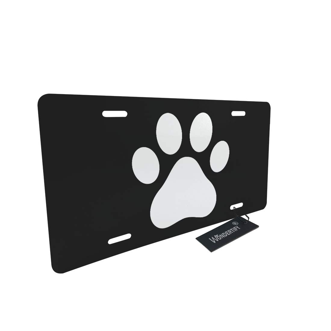 1100x1100 Wondertify License Plate White Dog Paw Footprint Icon