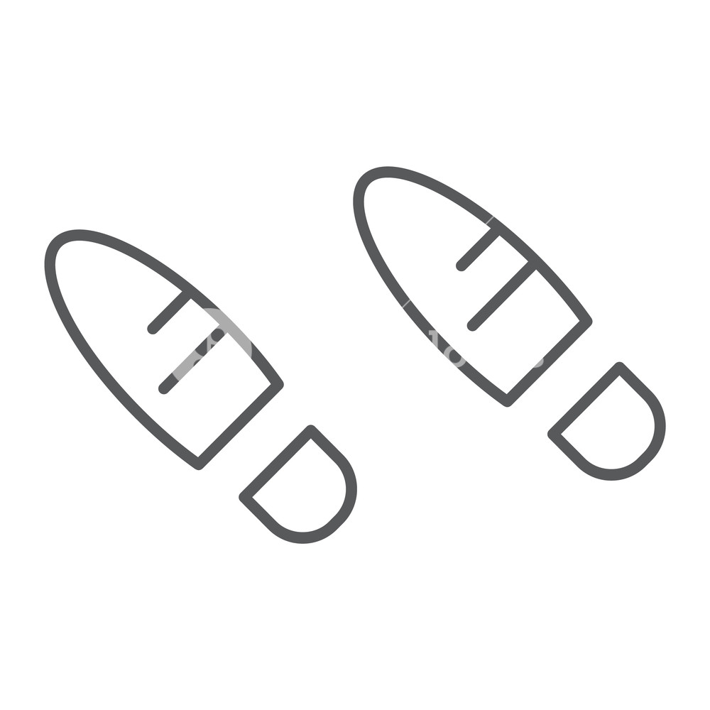 1000x1000 Footsteps Thin Line Icon, Shoe And Imprint, Footprint Sign, Vector