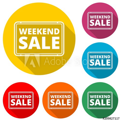Weekend Sale Sign Icon, Color Icon With Long Shadow 500x500 Weekend Sale Sign Icon, Color Icon With Long Shadow