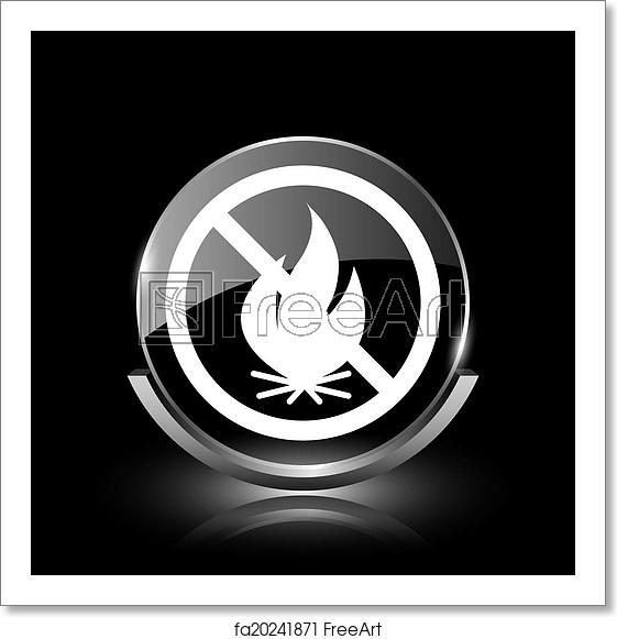 561x581 Free Art Print Of Fire Forbidden Icon Shiny Glossy Glass Icon