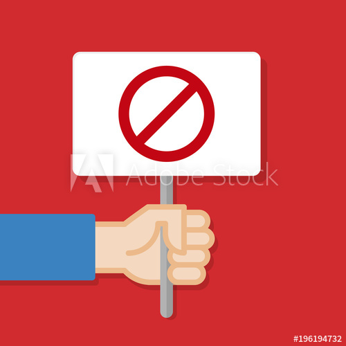 500x500 Hand Holding White Board Banner With Minimal Icon Forbidden