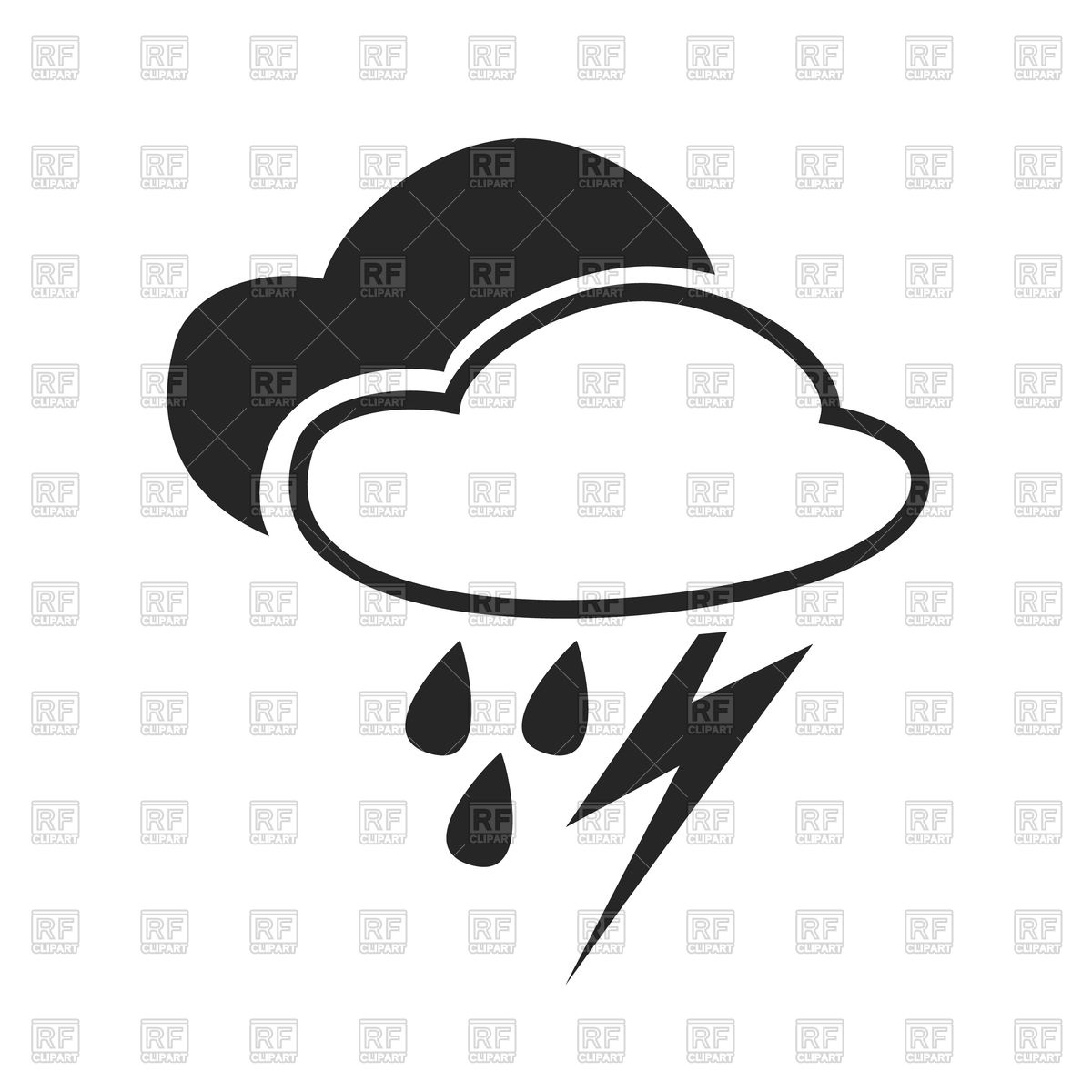 1200x1200 Heavy Rain, Thunderstorm, Weather Forecast Icon Vector Image