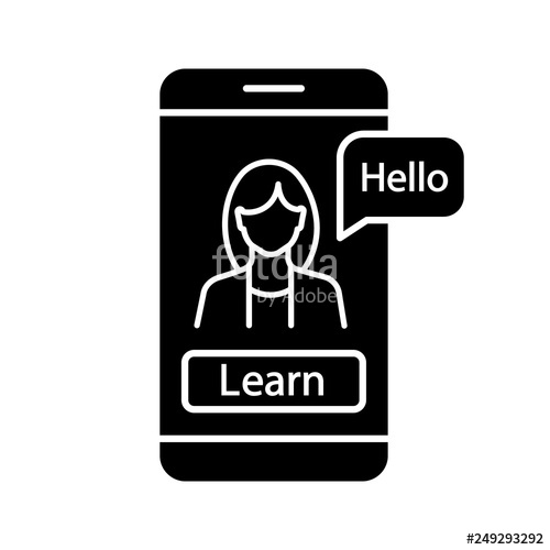 500x500 Foreign Language Learning App Glyph Icon Stock Image And Royalty