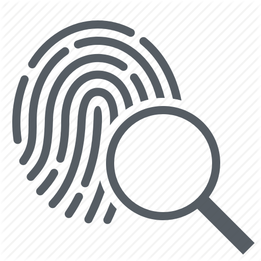 512x512 Crime, Fingerprint, Forensic, Identity, Police, Search Icon
