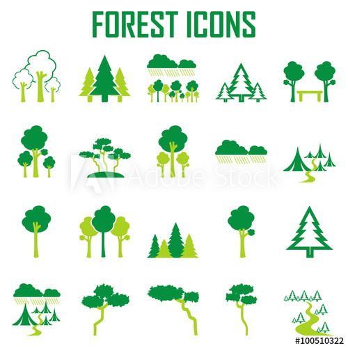 500x500 Tree, Forest Icon Vector Set