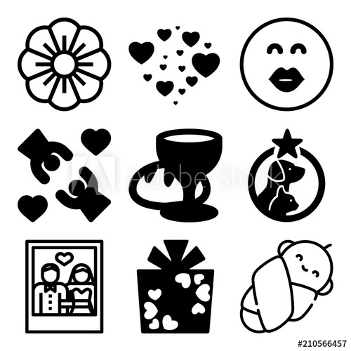 500x500 Vector Icon Set About Love With Icons Related To Fashion, Sweet