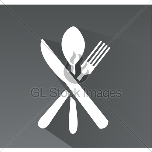 500x500 Crossed Fork, Spoon And Knife Vector Icon Gl Stock Images