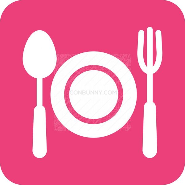 600x600 Fork And Spoon Flat Round Corner Icon