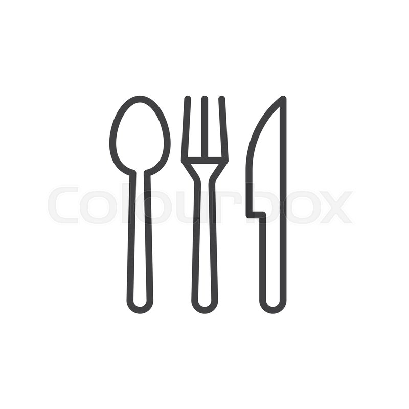 800x800 Spoon, Fork, Knife Cutlery Line Icon, Stock Vector Colourbox