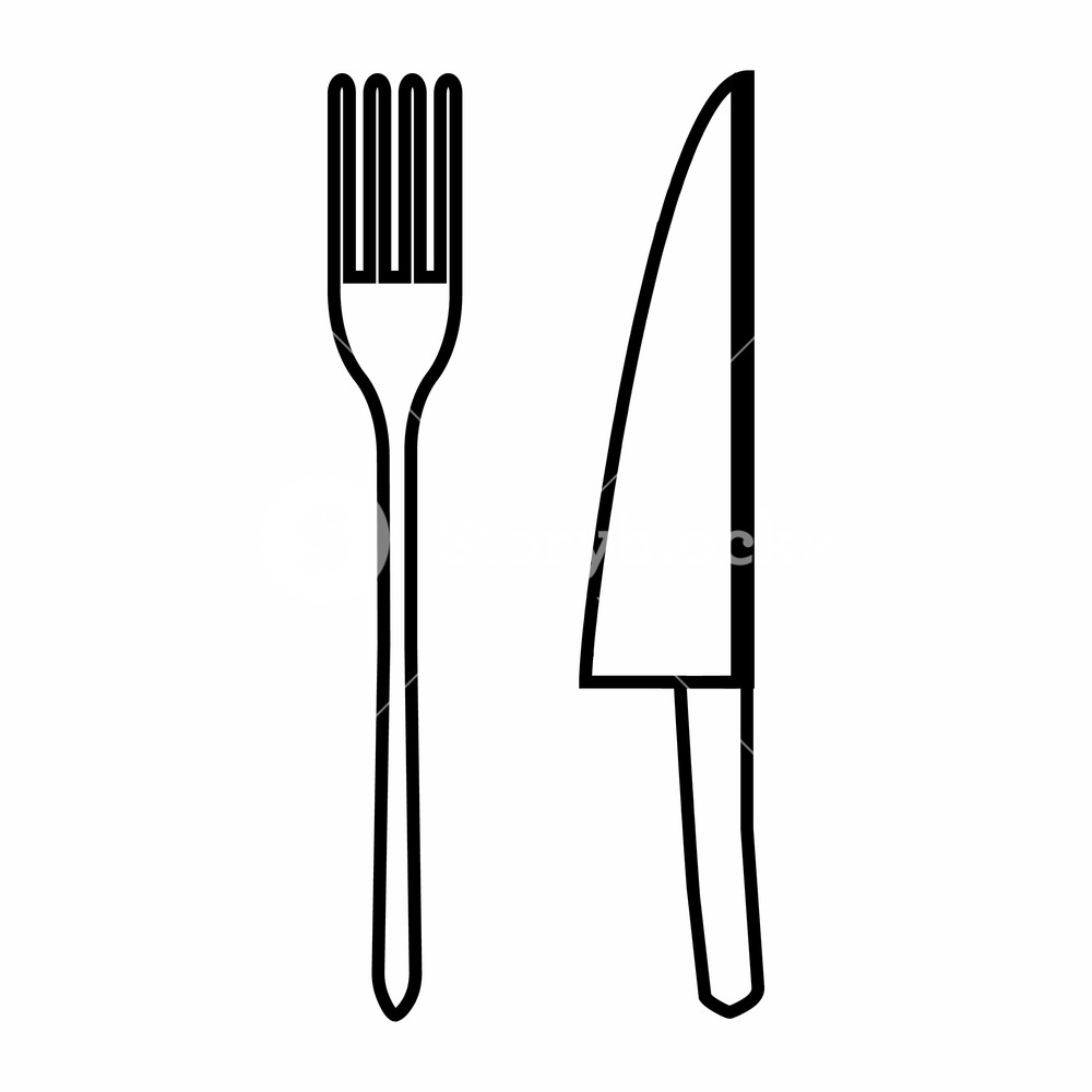 1000x1000 Knife And Fork Icon In Outline Style Isolated On White Background