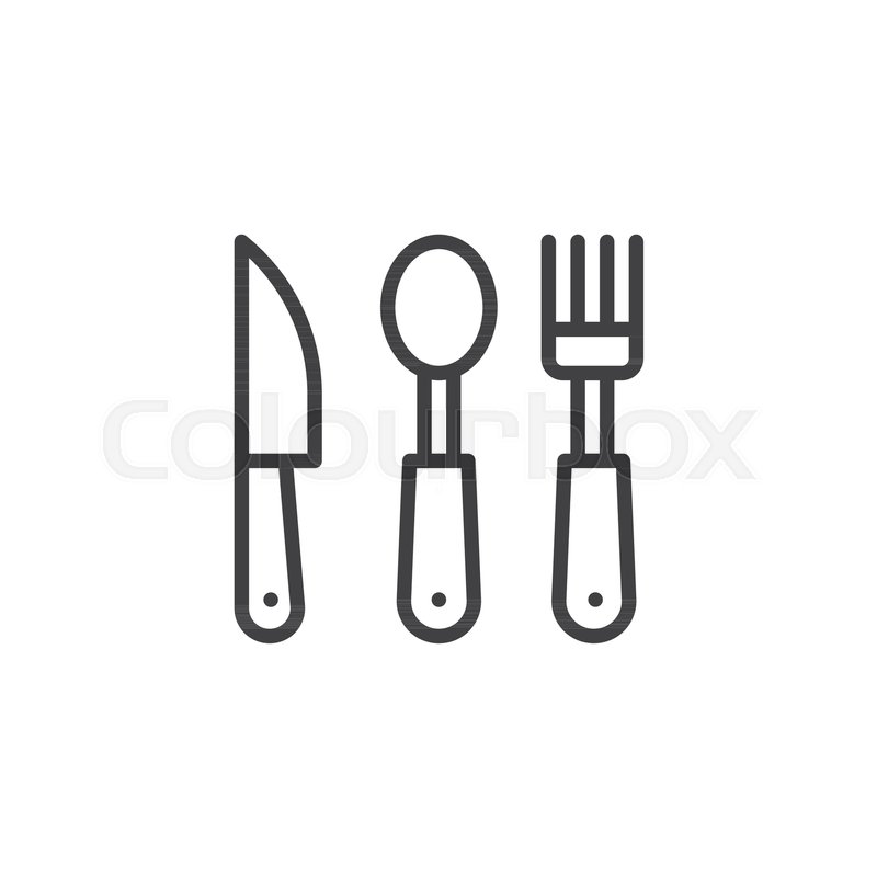 800x800 Fork Spoon Knife Outline Icon Linear Stock Vector Colourbox
