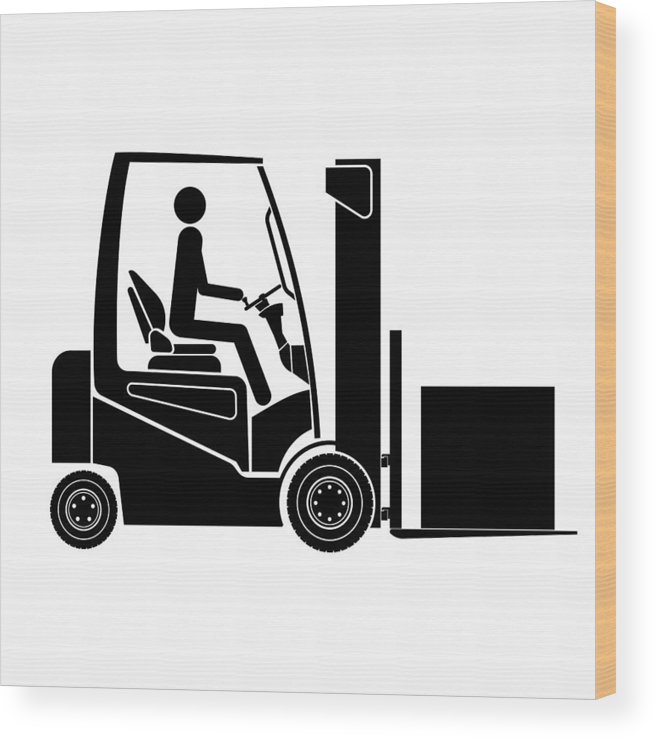 Loader Icon, Forklift Icon Wood Print 655x739 Loader Icon, Forklift Icon Wood Print