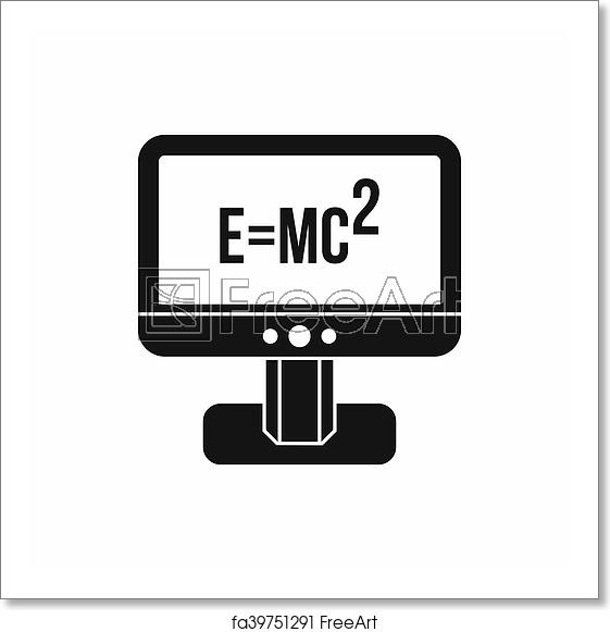 561x581 Free Art Print Of Monitor With Einstein Formula Icon, Simple Style