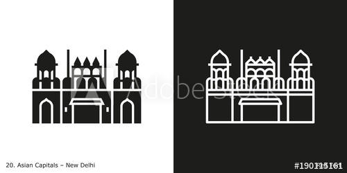 500x250 Red Fort Icon Landmark Building Of New Delhi, The Capital City