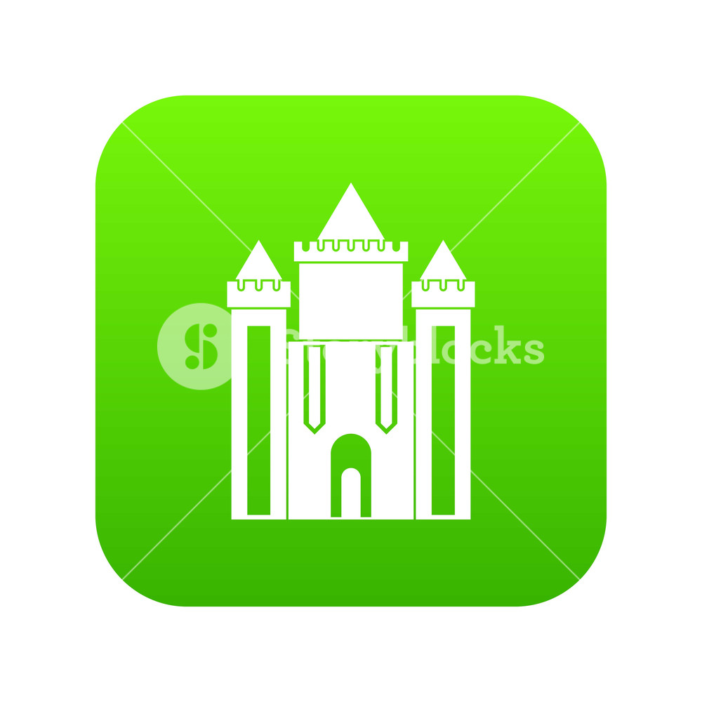 1000x1000 Ancient Fort Icon Digital Green For Any Design Isolated On White