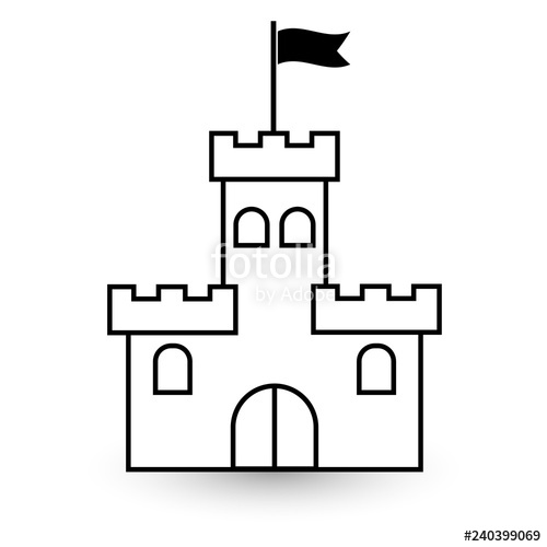 Castle Icon, Fortress Sign Vector Illustration 500x500 Castle Icon, Fortress Sign Vector Illustration