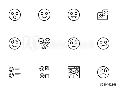 Emotions Line Icon Set Set Of Line Icons On White Background 500x369 Emotions Line Icon Set Set Of Line Icons On White Background