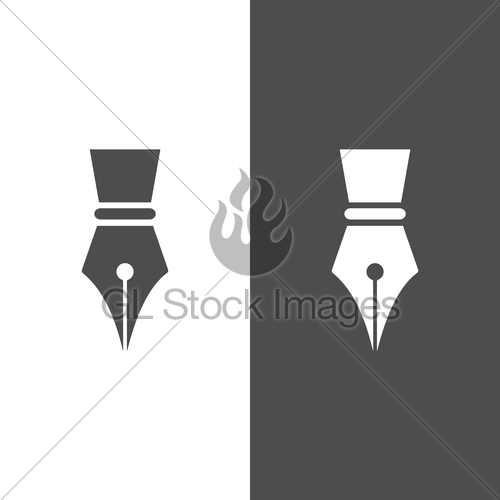 500x500 Fountain Pen Icon On Dark And White Background Gl Stock Images