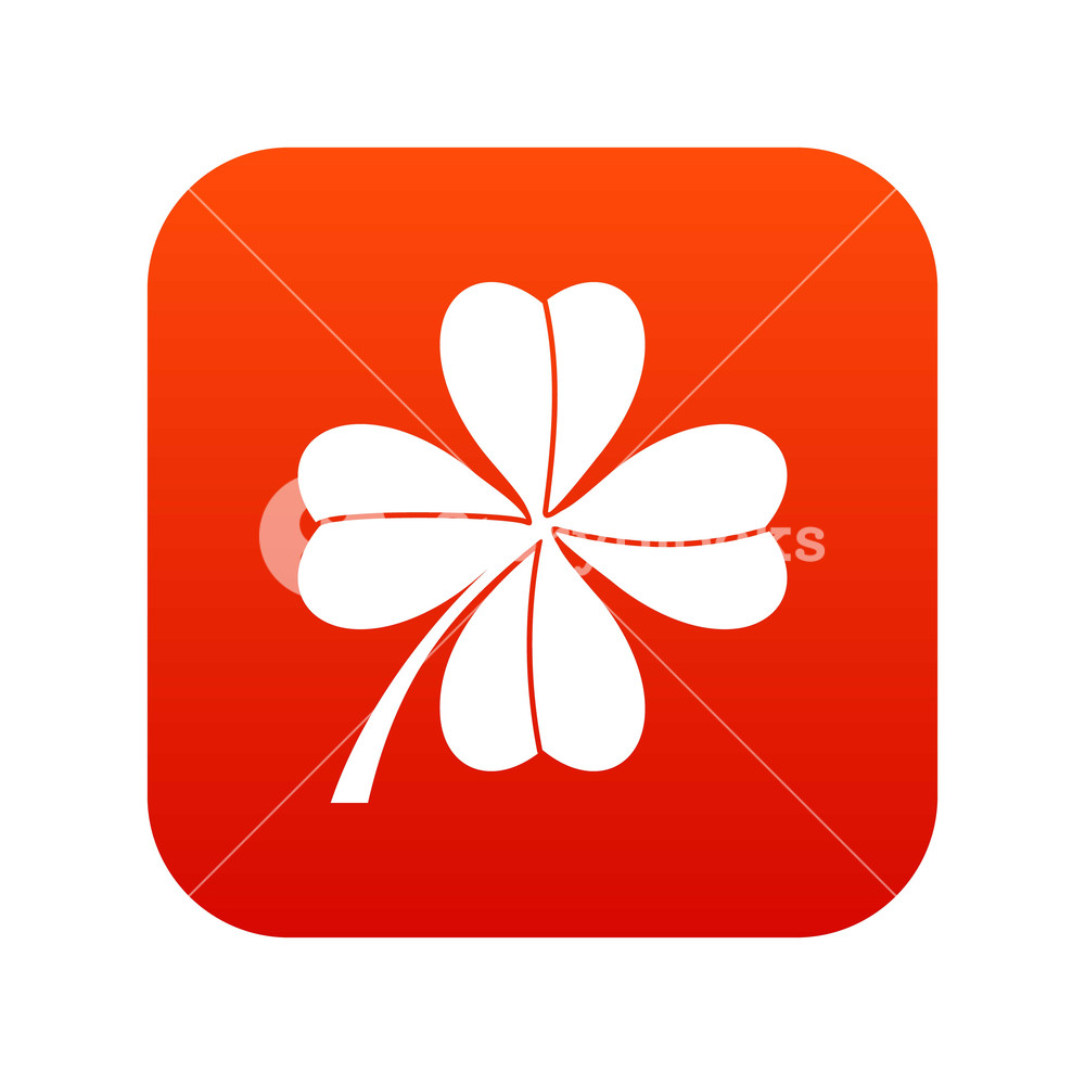 1000x1000 Four Leaf Clover Icon Digital Red For Any Design Isolated On White