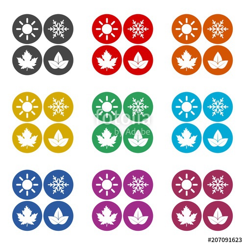 Four Seasons, Season Icon, Color Icons Set Stock Image 500x500 Four Seasons, Season Icon, Color Icons Set Stock Image