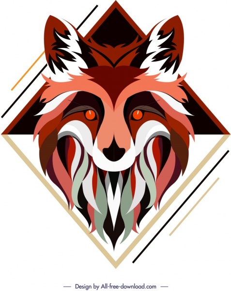 477x600 Fox Icon Painting Classical Face Decor Free Vector In Adobe