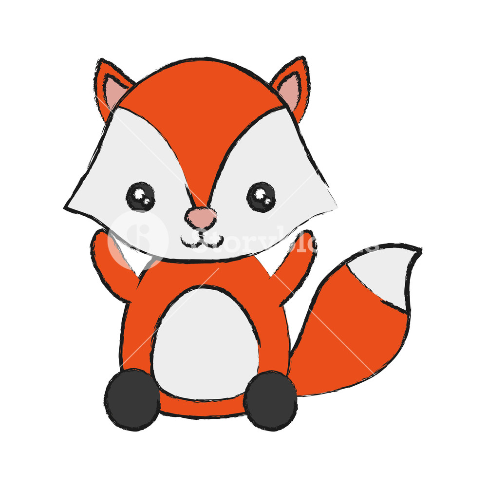1000x1000 Cute Fox Icon Over White Background Vector Illustration Royalty