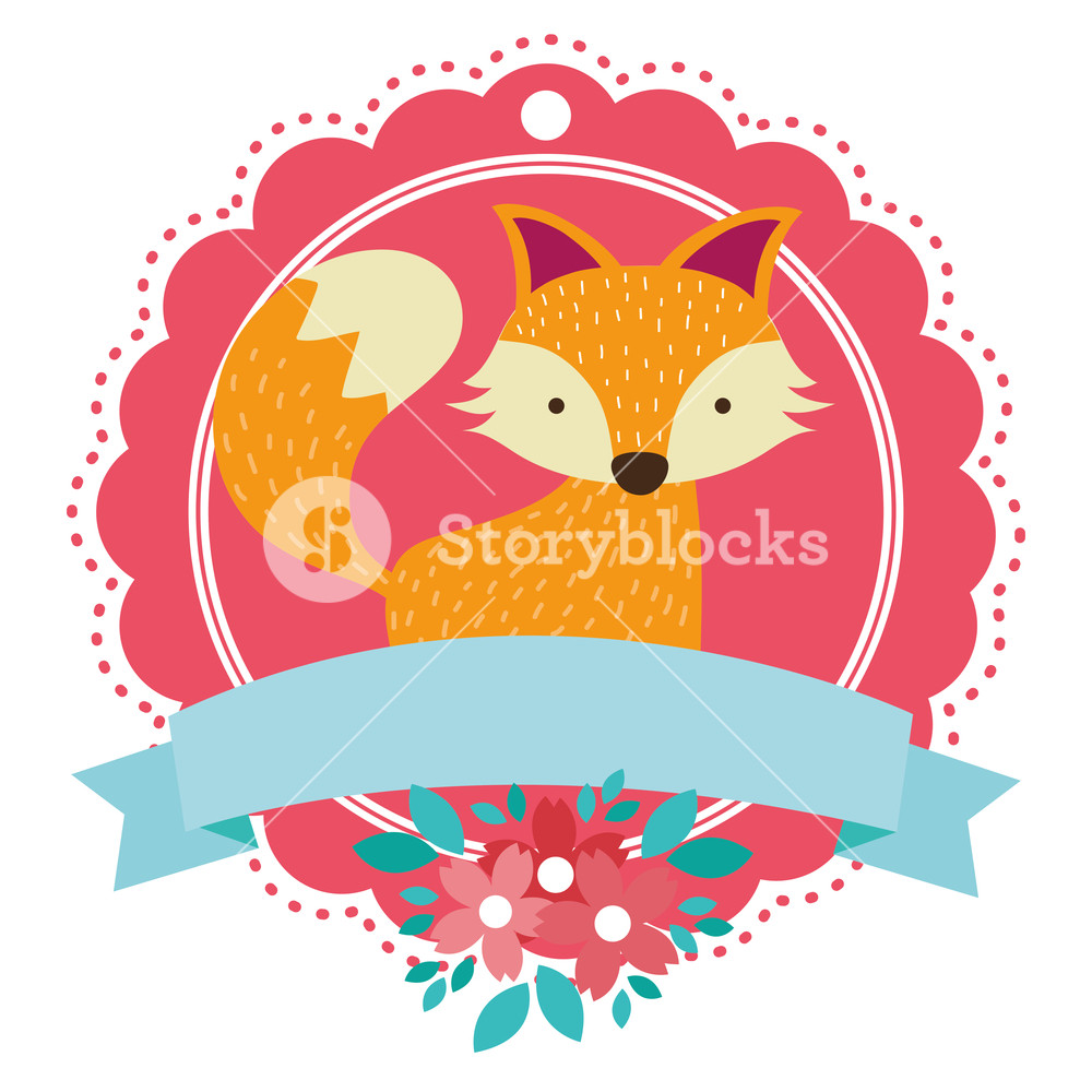1000x1000 Fox Round Icon With Flowers Vector Illustration Graphic Design