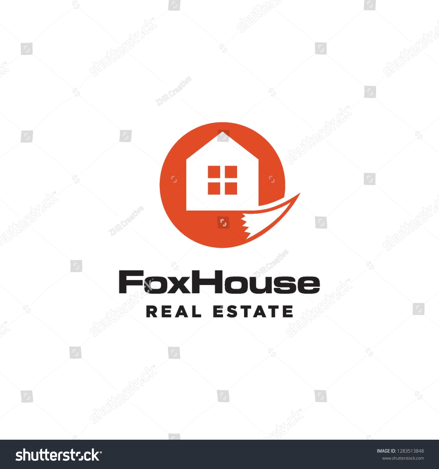 Red Fox Tail Animal With Home House Real Estate Logo Icon Vector 1500x1600 Red Fox Tail Animal With Home House Real Estate Logo Icon Vector