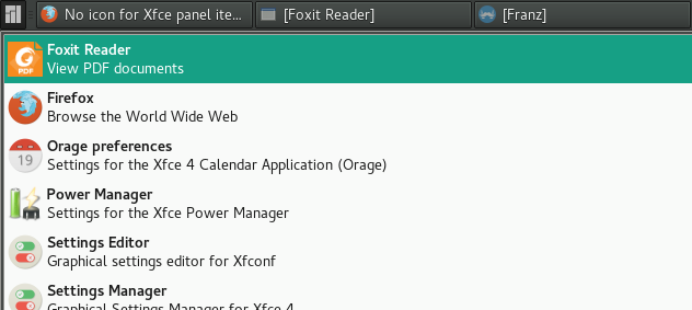 632x283 No Icon For Xfce Panel Item