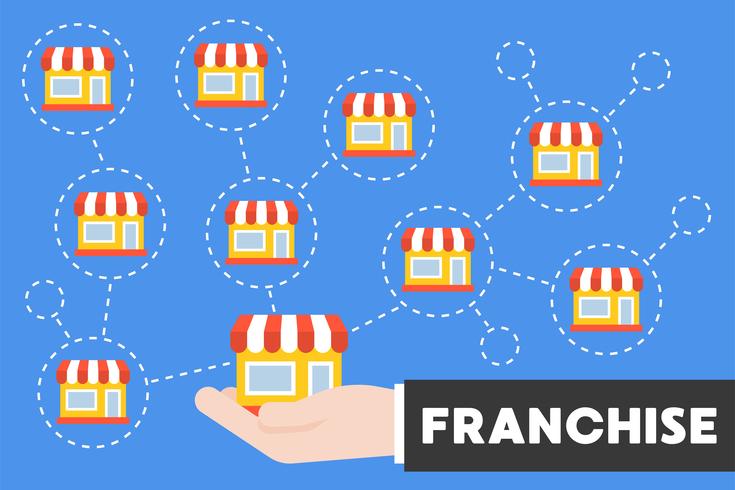 735x490 Business Hand And Store Icon With Branches, Franchise Or Store