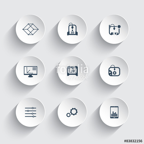 500x500 Printer, Printing, Additive Manufacturing, Round Icons