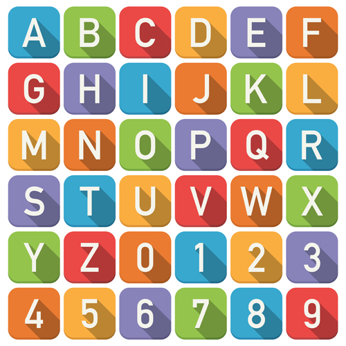500x500 Flat Styles Numbers With Alphabet Vector Free Download