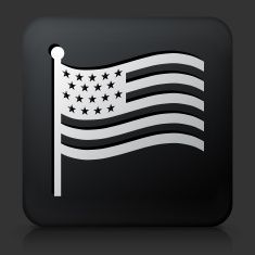 235x235 Black Square Button With American Flag Icon Vector Art